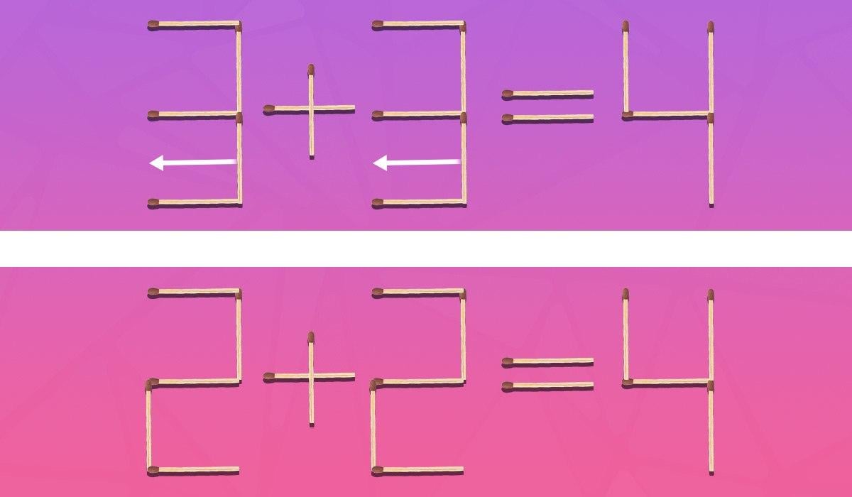 Które dwie zapałki należy przesunąć, aby poprawić błąd: szybki test na inteligencję